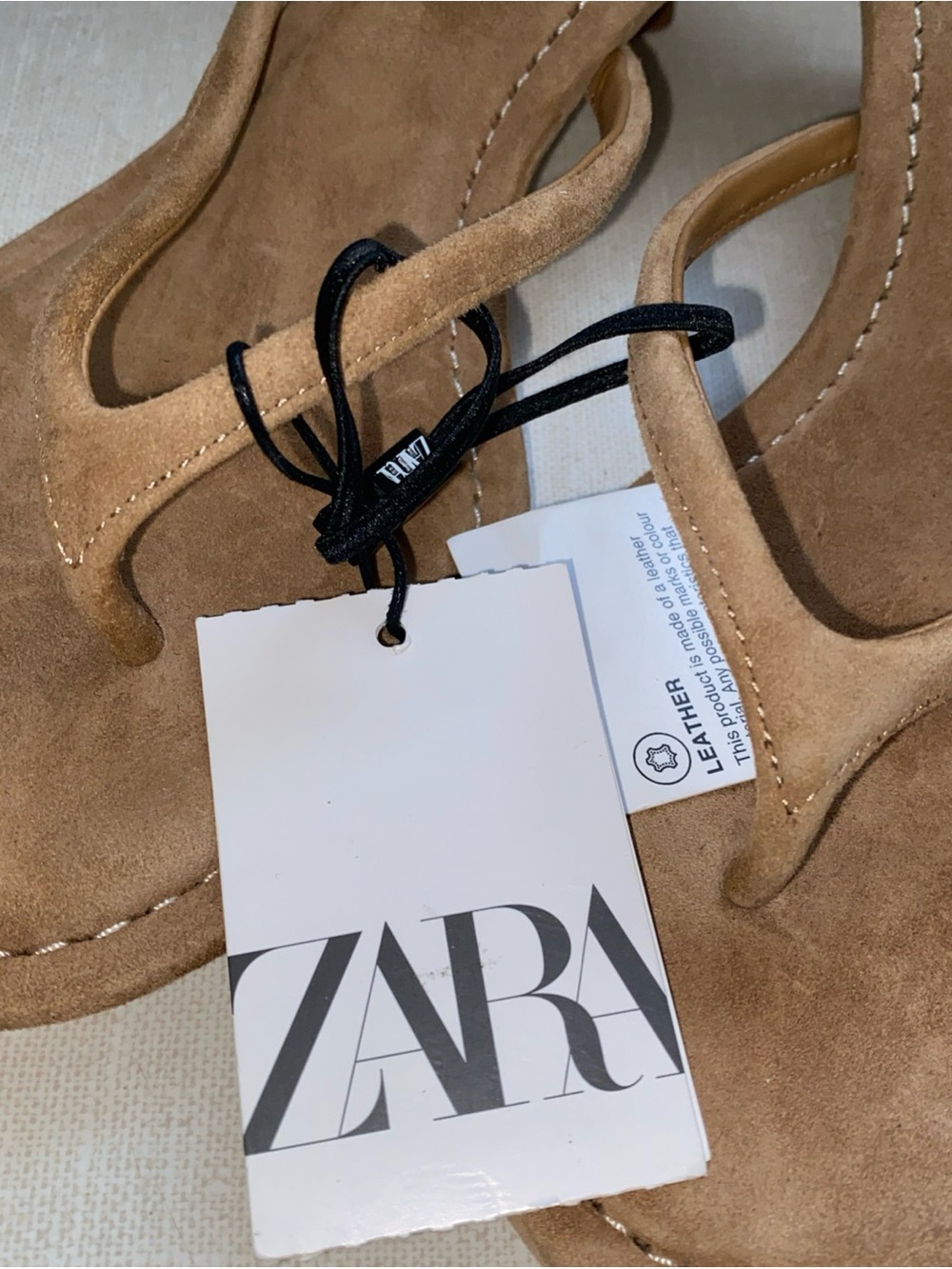 Zara Kitty Heels Sandals Euro 40 US 9 Tan Light Brown Leather NWT - Picture 15 of 16